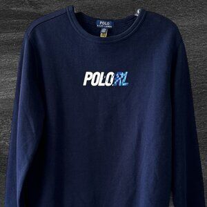 Polo Ralph Lauren Little Boys Graphic Fleece Sweatshirt Cruise Navy Sz L (14-16)